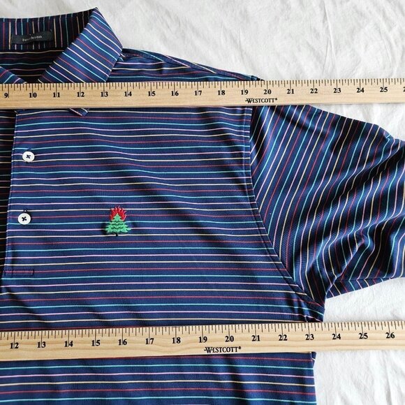 Turtleson golf polo navy striped short sleeve left chest embroidery button men L - Picture 7 of 12